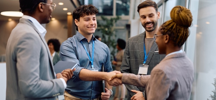 Coworkers at a business conference in Pittsburgh